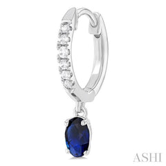 ASHI Oval Shape Gemstone & Petite Diamond Huggie Fashion Earrings 58728PPTSERSPWG-OV