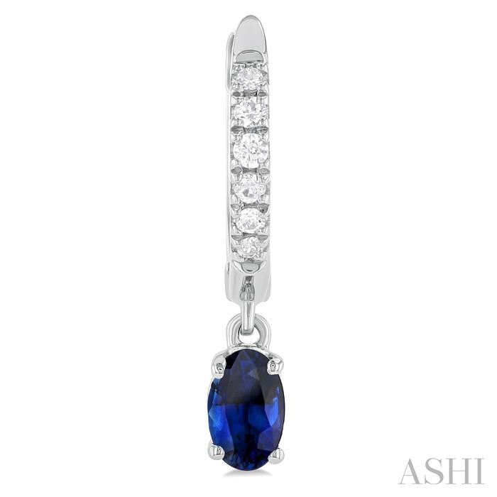 ASHI Oval Shape Gemstone & Petite Diamond Huggie Fashion Earrings 58728PPTSERSPWG-OV
