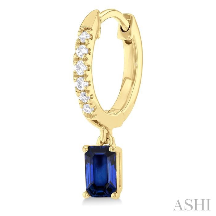 ASHI Emerald Shape Gemstone & Petite Diamond Huggie Fashion Earrings 58728PPTSERSPYG-OC