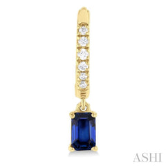 ASHI Emerald Shape Gemstone & Petite Diamond Huggie Fashion Earrings 58728PPTSERSPYG-OC