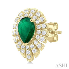 ASHI Pear Shape Gemstone & Diamond Earrings 58735PPFGEREMYG