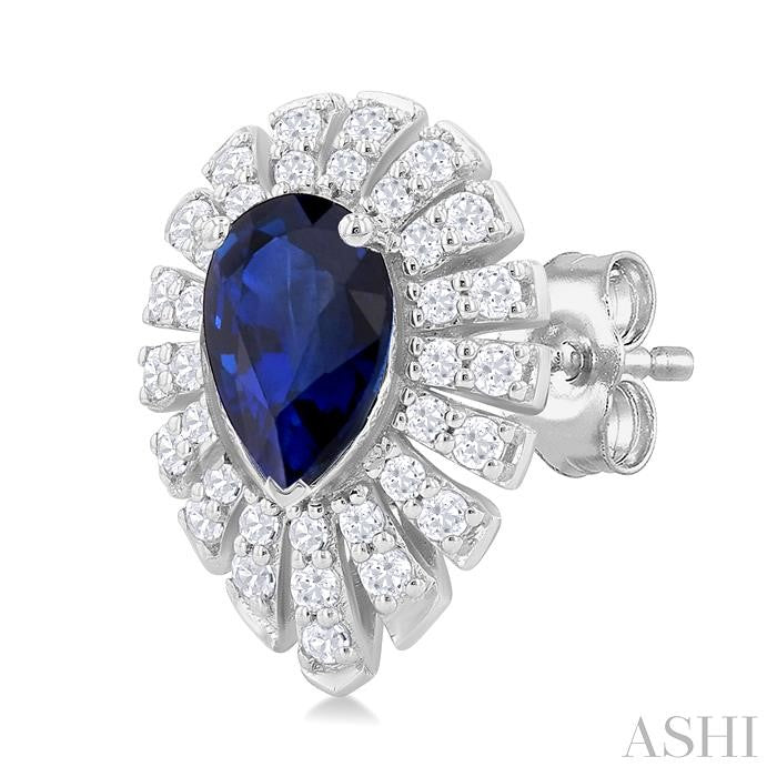 ASHI Pear Shape Gemstone & Diamond Earrings 58735PPFGERSPWG