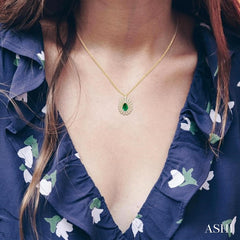 ASHI Pear Shape Gemstone & Diamond Pendant 58735PPFGPDEMYG