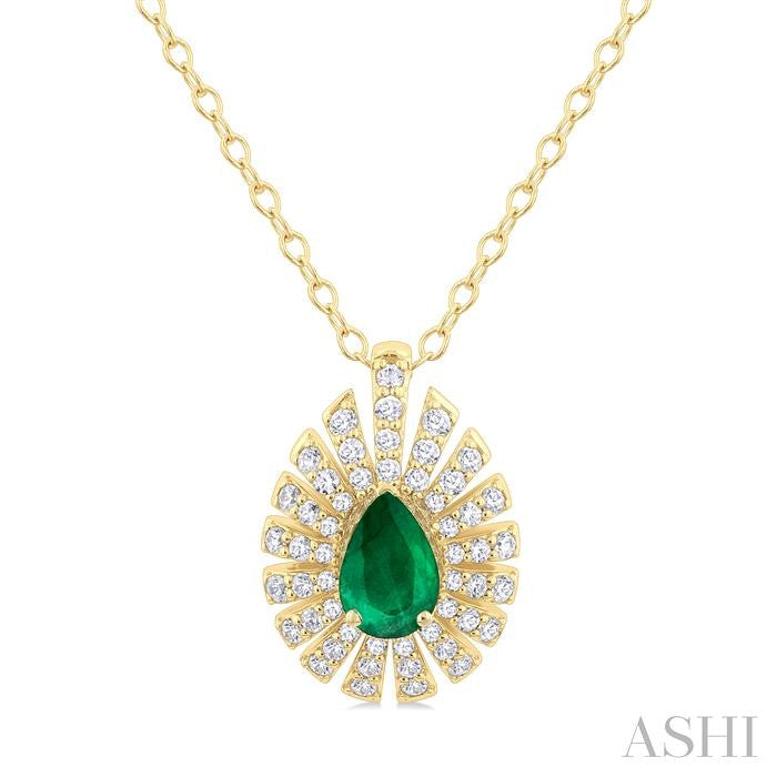ASHI Pear Shape Gemstone & Diamond Pendant 58735PPFGPDEMYG