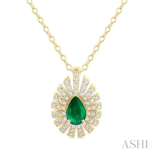 ASHI Pear Shape Gemstone & Diamond Pendant 58735PPFGPDEMYG