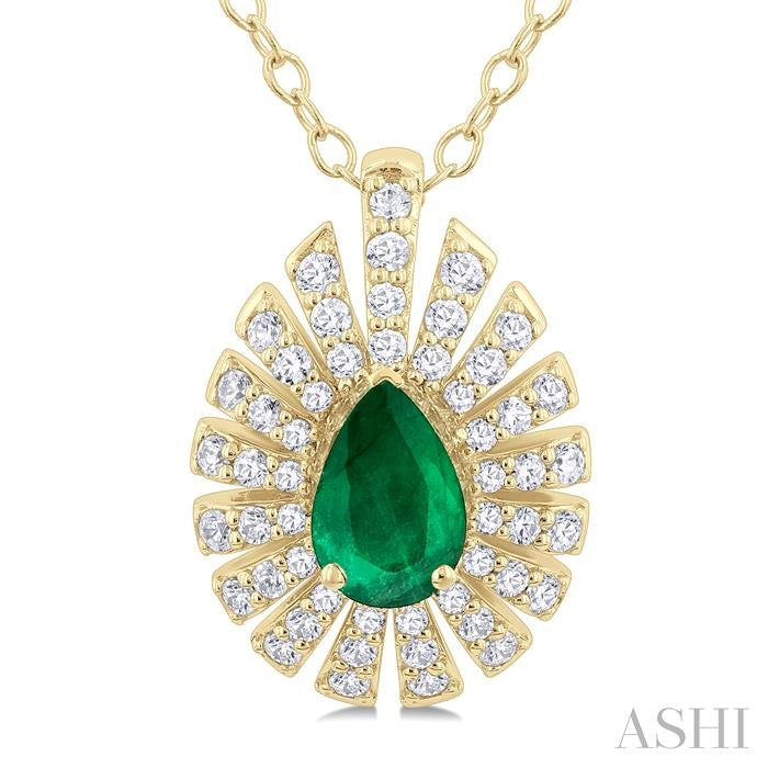 ASHI Pear Shape Gemstone & Diamond Pendant 58735PPFGPDEMYG