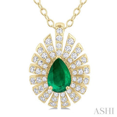 ASHI Pear Shape Gemstone & Diamond Pendant 58735PPFGPDEMYG