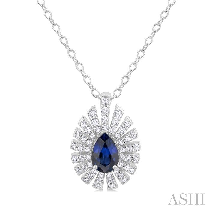 ASHI Pear Shape Gemstone & Diamond Pendant 58735PPFGPDSPWG