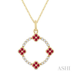 ASHI Clover Circle Gemstone & Diamond Pendant 58748PPTSPDRBYG