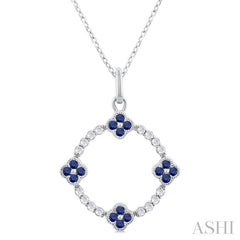 ASHI Clover Circle Gemstone & Diamond Pendant 58748PPTSPDSPWG