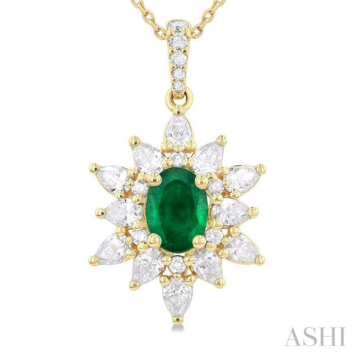 ASHI Oval Shape Gemstone & Halo Diamond Pendant 58791PPFGPDEMYG