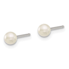 587E Inverness Stainless Steel 4mm Glass Pearl Post Earrings