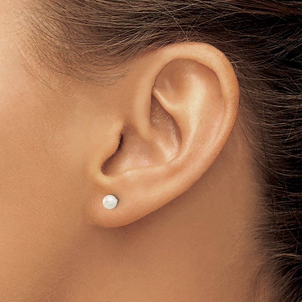 587E Inverness Stainless Steel 4mm Glass Pearl Post Earrings