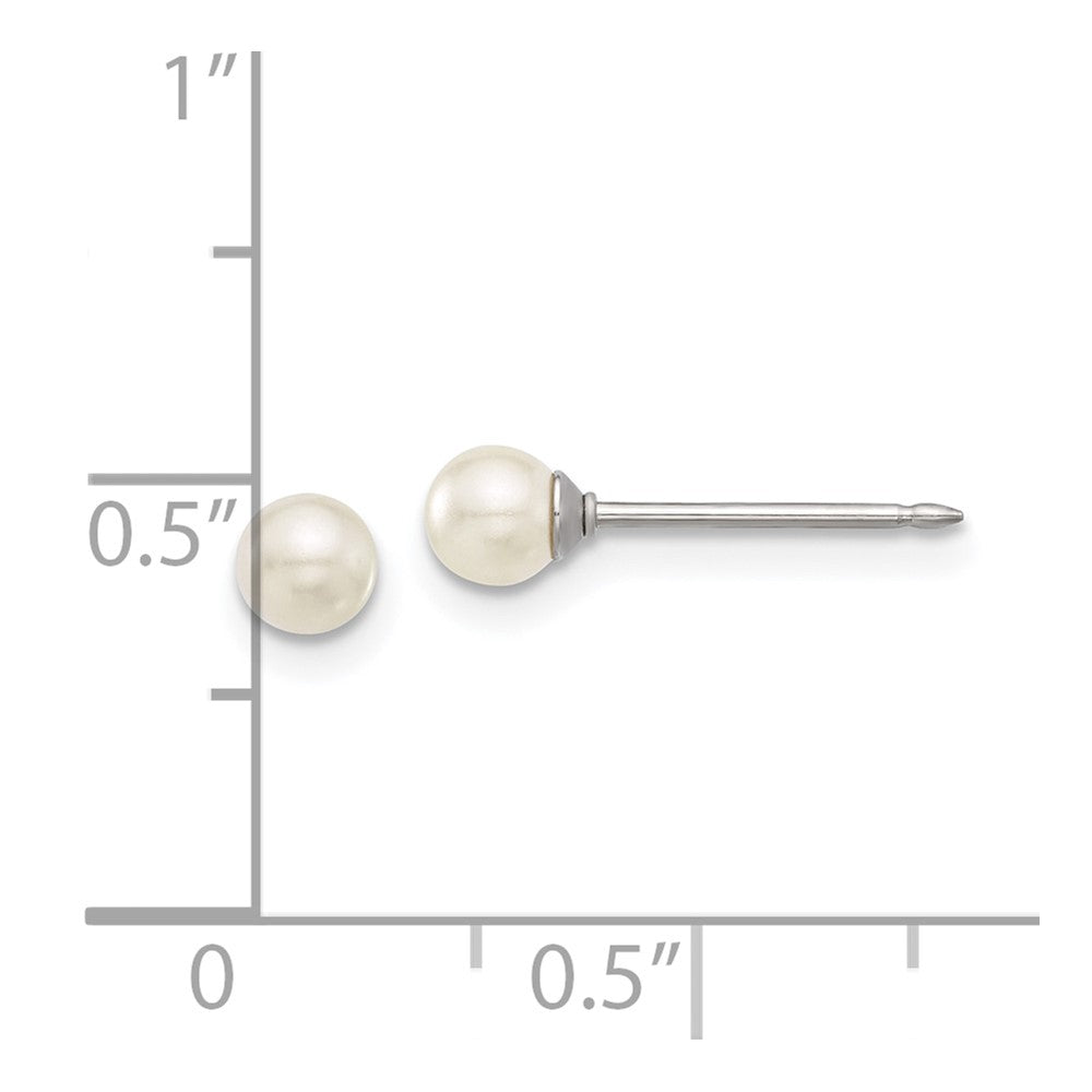 587E Inverness Stainless Steel 4mm Glass Pearl Post Earrings