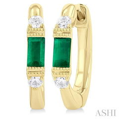 ASHI Emerald Shape Gemstone & Diamond Hoop Earrings 58828PPTGEREMYG