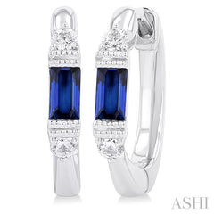 ASHI Emerald Shape Gemstone & Diamond Hoop Earrings 58828PPTGERSPWG