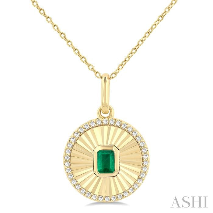 ASHI Round Shape Fluted Medallion Gemstone & Diamond Pendant 58838PPTSPDEMYG-RD