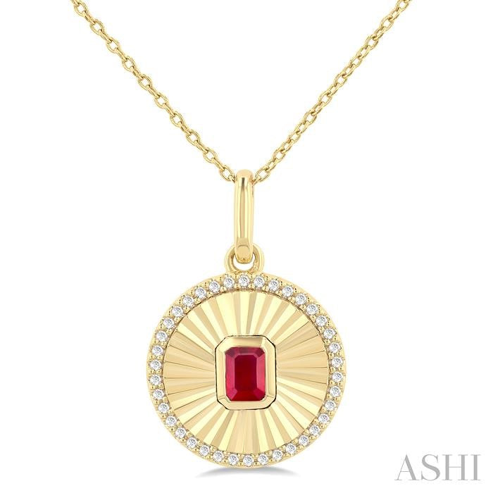 ASHI Round Shape Fluted Medallion Gemstone & Diamond Pendant 58838PPTSPDRBYG-RD