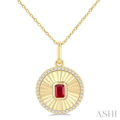 ASHI Round Shape Fluted Medallion Gemstone & Diamond Pendant 58838PPTSPDRBYG-RD