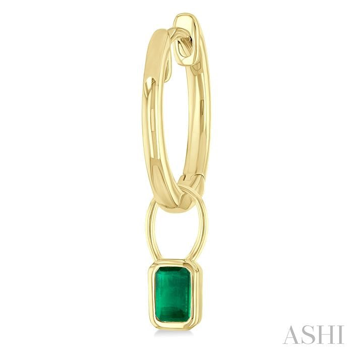 ASHI Emerald Shape Bezel Set Gemstone Huggie Fashion Earrings 58899PPF@EREMYG-OC