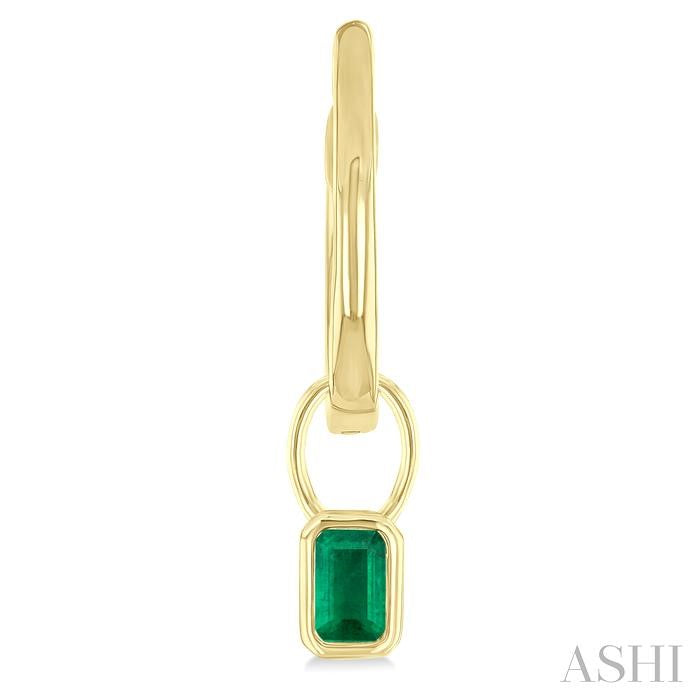 ASHI Emerald Shape Bezel Set Gemstone Huggie Fashion Earrings 58899PPF@EREMYG-OC