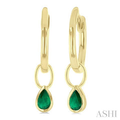 ASHI Pear Shape Bezel Set Gemstone Huggie Fashion Earrings 58899PPF@EREMYG-PR