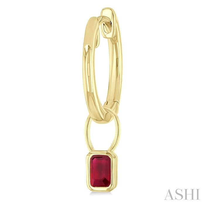 ASHI Emerald Shape Bezel Set Gemstone Huggie Fashion Earrings 58899PPF@ERRBYG-OC