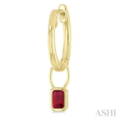 ASHI Emerald Shape Bezel Set Gemstone Huggie Fashion Earrings 58899PPF@ERRBYG-OC