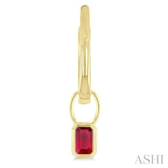 ASHI Emerald Shape Bezel Set Gemstone Huggie Fashion Earrings 58899PPF@ERRBYG-OC