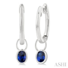 ASHI Oval Shape Bezel Set Gemstone Huggie Fashion Earrings 58899PPF@ERSPWG-OV