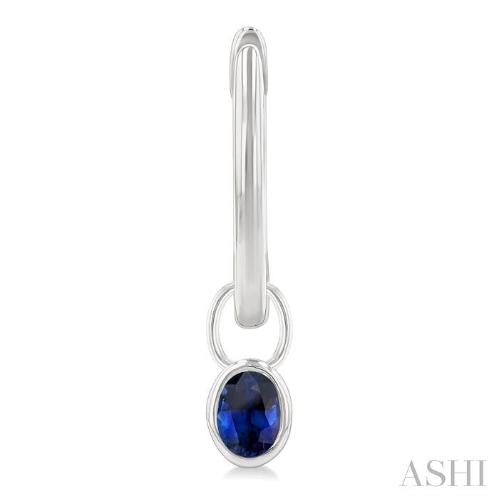 ASHI Oval Shape Bezel Set Gemstone Huggie Fashion Earrings 58899PPF@ERSPWG-OV