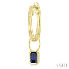ASHI Emerald Shape Bezel Set Gemstone Huggie Fashion Earrings 58899PPF@ERSPYG-OC