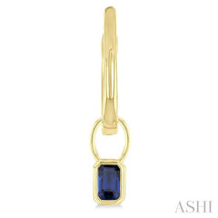 ASHI Emerald Shape Bezel Set Gemstone Huggie Fashion Earrings 58899PPF@ERSPYG-OC