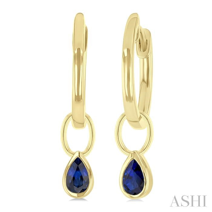 ASHI Pear Shape Bezel Set Gemstone Huggie Fashion Earrings 58899PPF@ERSPYG-PR