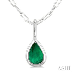 ASHI Pear Shape Bezel Set Paperclip Gemstone Fashion Pendant 58899PPF@PDEMWG-PR