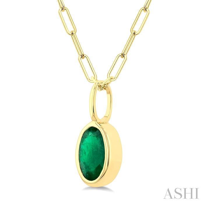 ASHI Oval Shape Bezel Set Paperclip Gemstone Fashion Pendant 58899PPF@PDEMYG-OV