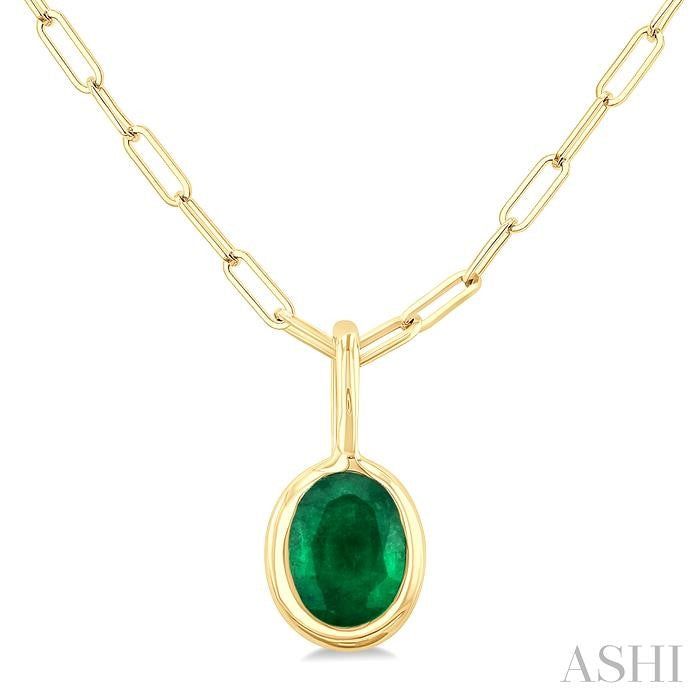 ASHI Oval Shape Bezel Set Paperclip Gemstone Fashion Pendant 58899PPF@PDEMYG-OV