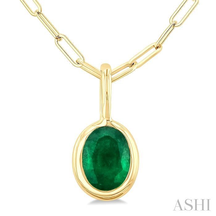 ASHI Oval Shape Bezel Set Paperclip Gemstone Fashion Pendant 58899PPF@PDEMYG-OV