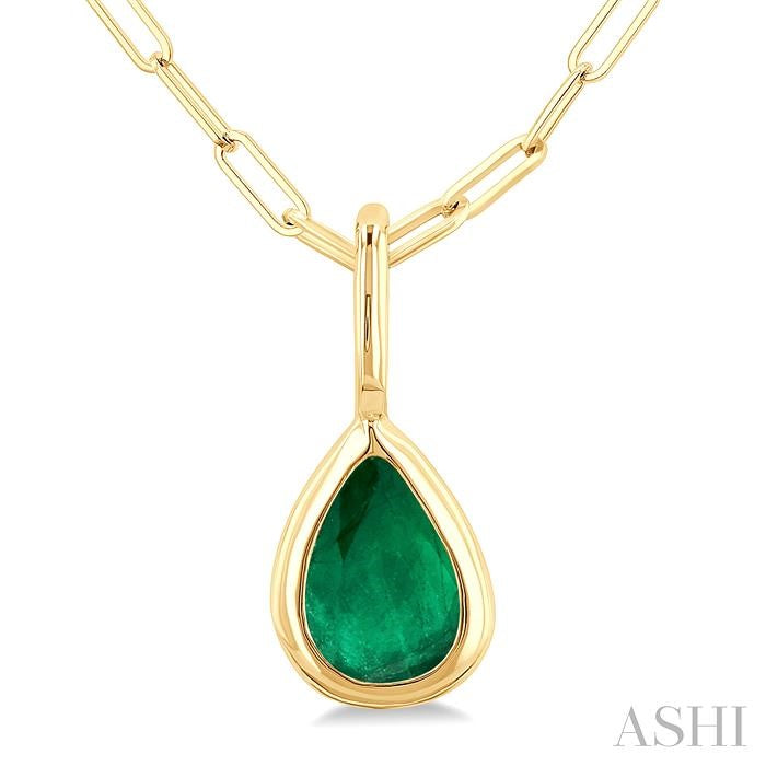 ASHI Pear Shape Bezel Set Paperclip Gemstone Fashion Pendant 58899PPF@PDEMYG-PR