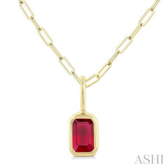 ASHI Emerald Shape Bezel Set Paperclip Gemstone Fashion Pendant 58899PPF@PDRBYG-OC