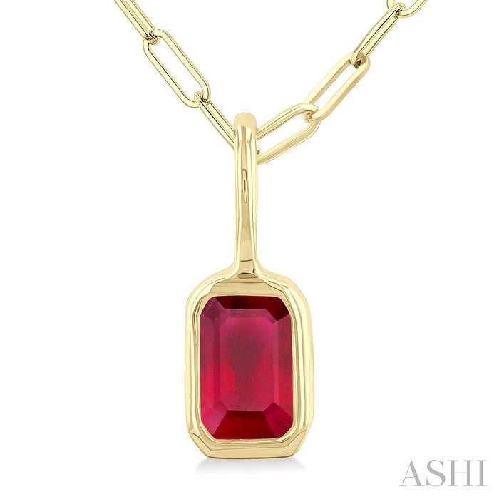 ASHI Emerald Shape Bezel Set Paperclip Gemstone Fashion Pendant 58899PPF@PDRBYG-OC
