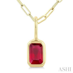 ASHI Emerald Shape Bezel Set Paperclip Gemstone Fashion Pendant 58899PPF@PDRBYG-OC