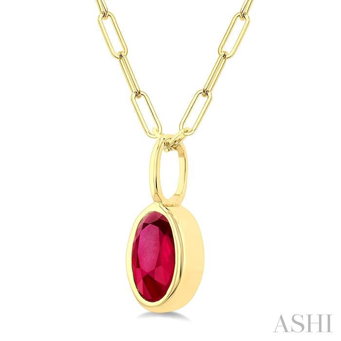ASHI Oval Shape Bezel Set Paperclip Gemstone Fashion Pendant 58899PPF@PDRBYG-OV