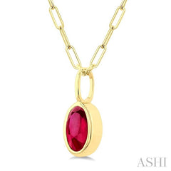 ASHI Oval Shape Bezel Set Paperclip Gemstone Fashion Pendant 58899PPF@PDRBYG-OV