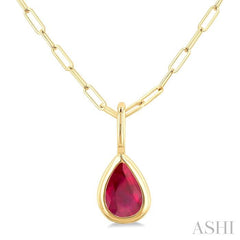ASHI Pear Shape Bezel Set Paperclip Gemstone Fashion Pendant 58899PPF@PDRBYG-PR