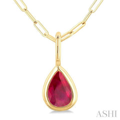 ASHI Pear Shape Bezel Set Paperclip Gemstone Fashion Pendant 58899PPF@PDRBYG-PR