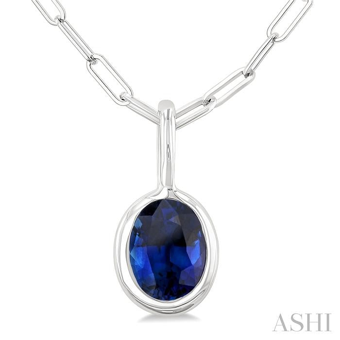 ASHI Oval Shape Bezel Set Paperclip Gemstone Fashion Pendant 58899PPF@PDSPWG-OV