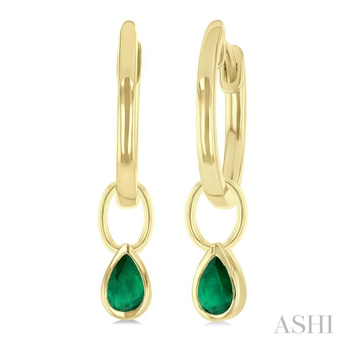 ASHI Pear Shape Bezel Set Gemstone Huggie Fashion Earrings 58899PPT@EREMYG-PR