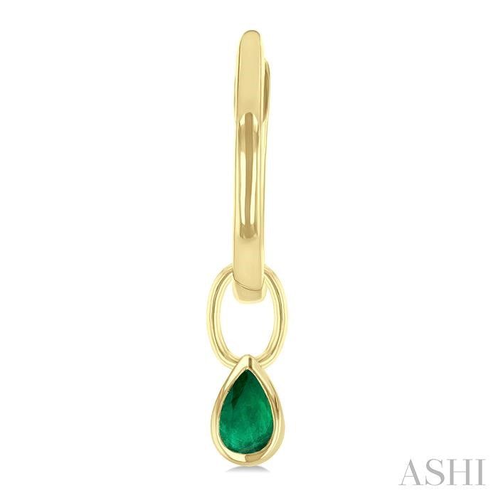 ASHI Pear Shape Bezel Set Gemstone Huggie Fashion Earrings 58899PPT@EREMYG-PR
