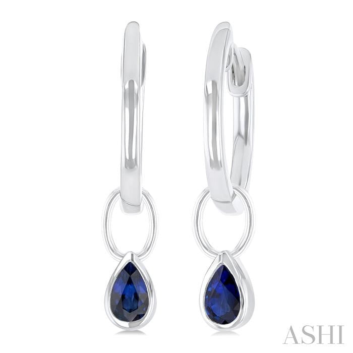ASHI Pear Shape Bezel Set Gemstone Huggie Fashion Earrings 58899PPT@ERSPWG-PR